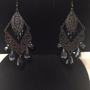COPY - NWOT Black and Silver Chandelier Earrings